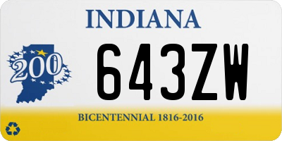 IN license plate 643ZW