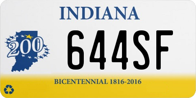 IN license plate 644SF