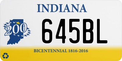 IN license plate 645BL