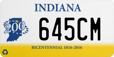 IN license plate 645CM