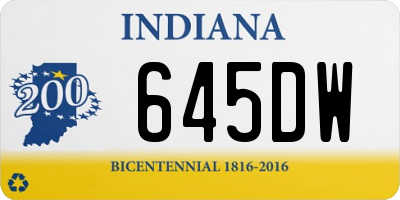 IN license plate 645DW