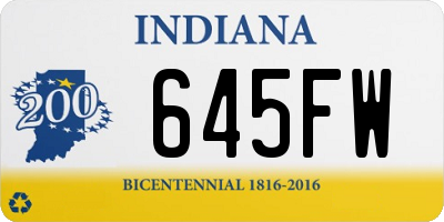 IN license plate 645FW