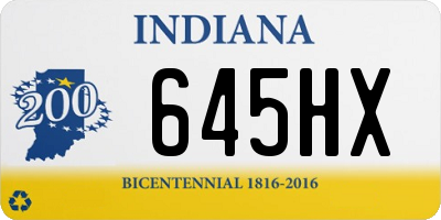 IN license plate 645HX