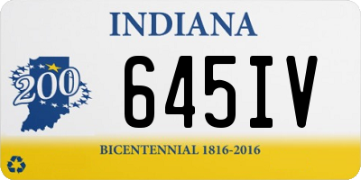 IN license plate 645IV