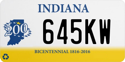 IN license plate 645KW