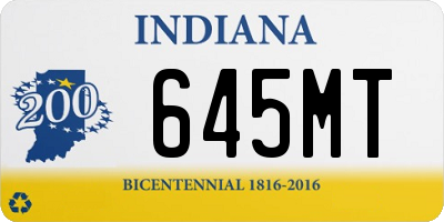 IN license plate 645MT