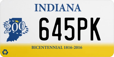 IN license plate 645PK