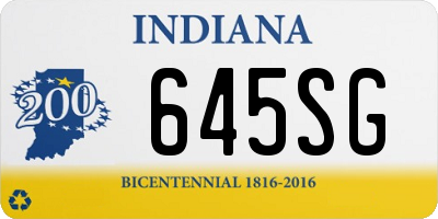 IN license plate 645SG