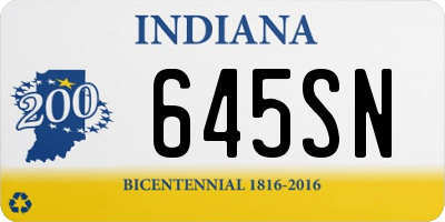 IN license plate 645SN