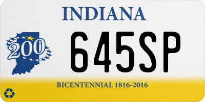 IN license plate 645SP