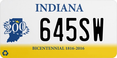 IN license plate 645SW