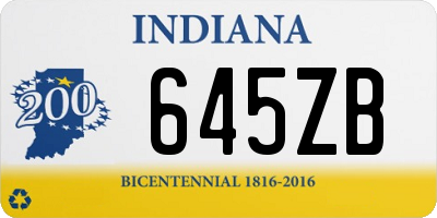 IN license plate 645ZB