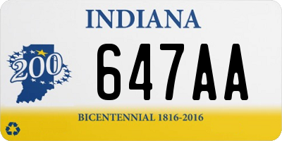 IN license plate 647AA