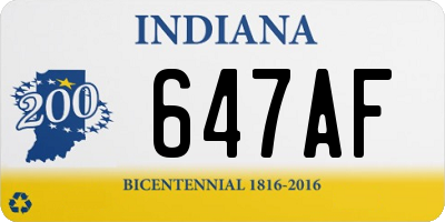 IN license plate 647AF