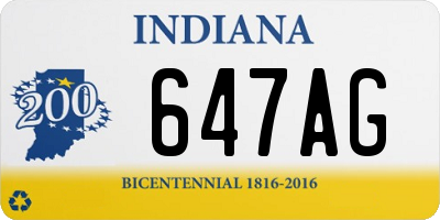 IN license plate 647AG