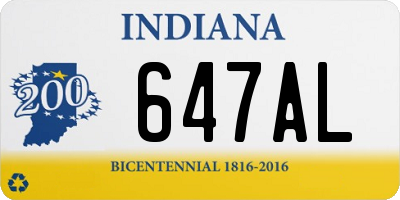 IN license plate 647AL