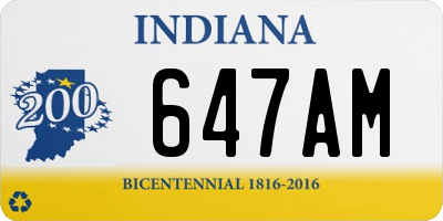 IN license plate 647AM