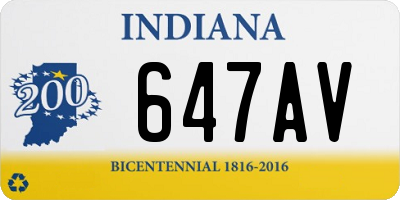 IN license plate 647AV