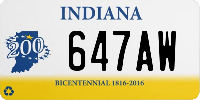 IN license plate 647AW