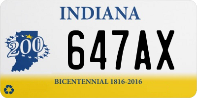 IN license plate 647AX