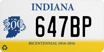 IN license plate 647BP