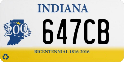 IN license plate 647CB