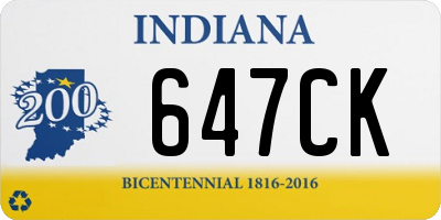 IN license plate 647CK