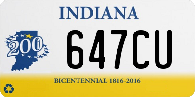 IN license plate 647CU