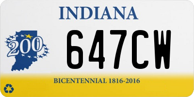 IN license plate 647CW