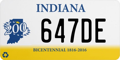 IN license plate 647DE