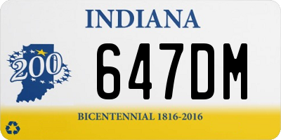 IN license plate 647DM