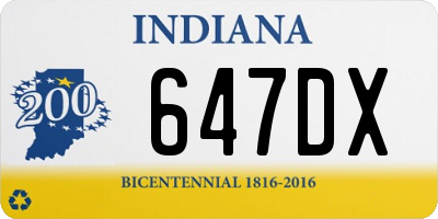 IN license plate 647DX