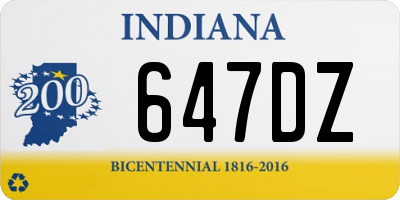 IN license plate 647DZ