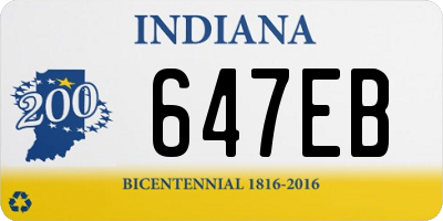 IN license plate 647EB