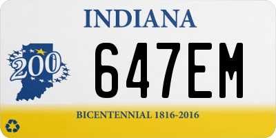 IN license plate 647EM