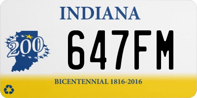 IN license plate 647FM