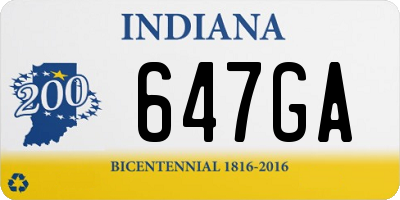 IN license plate 647GA
