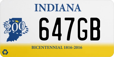 IN license plate 647GB