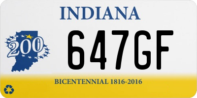 IN license plate 647GF