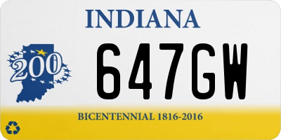 IN license plate 647GW