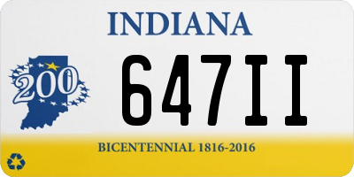 IN license plate 647II