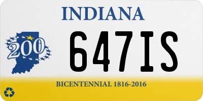 IN license plate 647IS