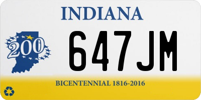 IN license plate 647JM