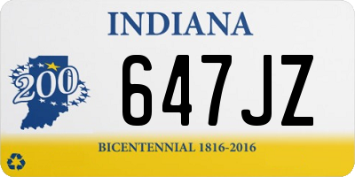 IN license plate 647JZ