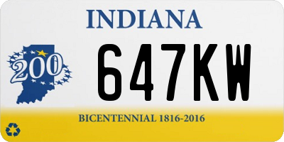 IN license plate 647KW