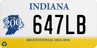 IN license plate 647LB