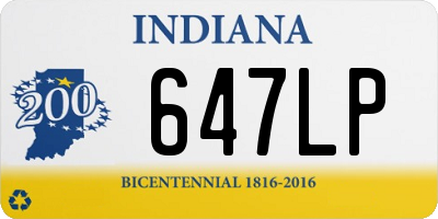 IN license plate 647LP