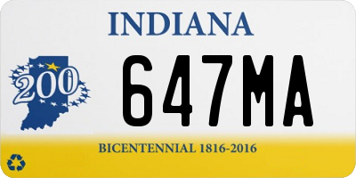 IN license plate 647MA