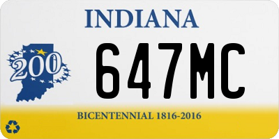 IN license plate 647MC