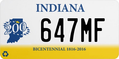 IN license plate 647MF